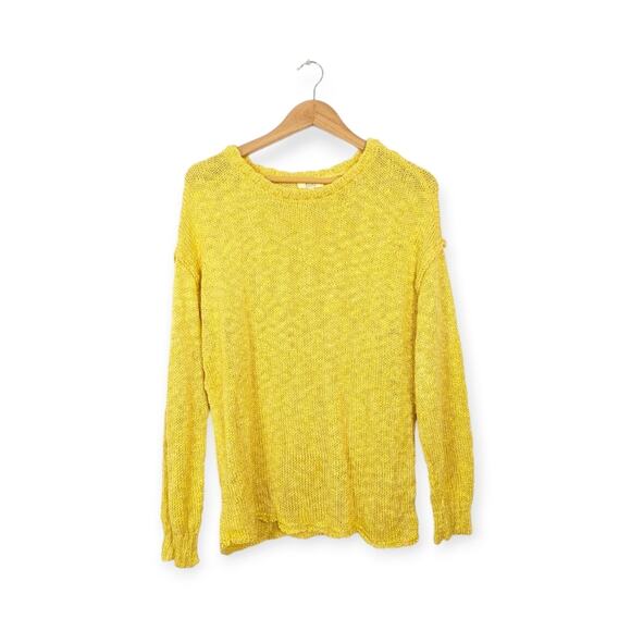 Kori America Yellow Open Knit Lightweight Long Sleeve Sweater Size S - Picture 1 of 7